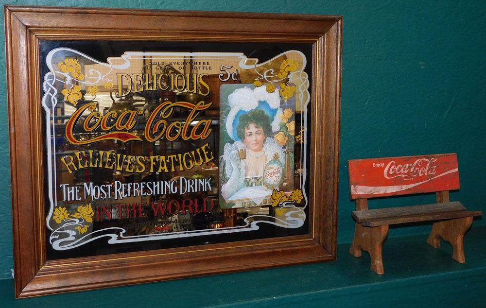 Vintage Advertising Coca-Cola Mirror & Small Coca-Cola Advertising Bench (1 of 3)
