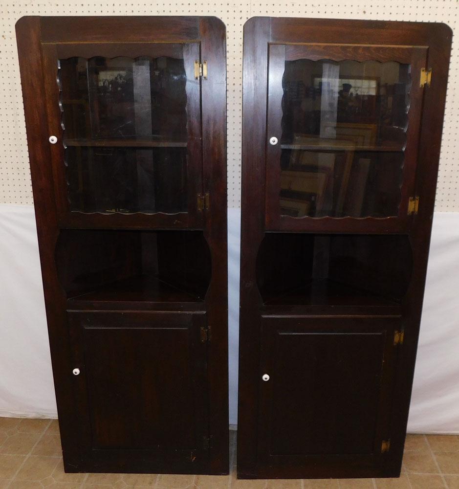 Pair of Pine Corner Cabinets with Glass Doors (1 of 3)