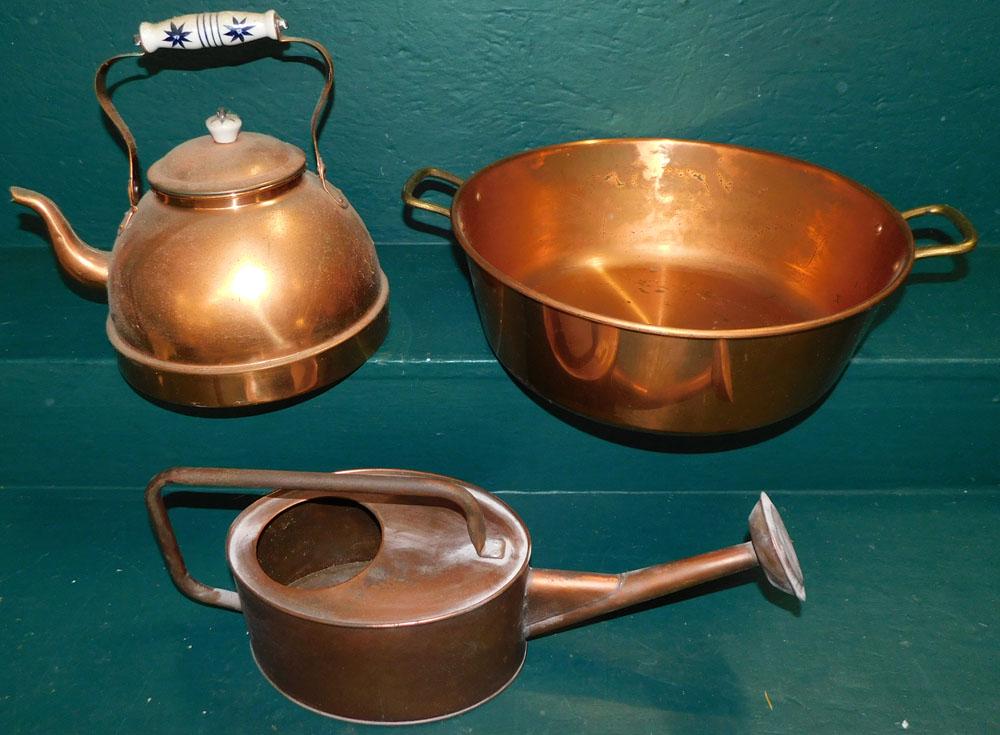 3 Pieces of Copper: 3 Pieces of Copper. 18" Dia. ALL DESCRIPTIONS AND ANY CONDITION STATEMENT GIVEN BY LANGSTON AUCTION GALLERY ARE STRICTLY OPINIONS AND LANGSTON'S SHALL HAVE NO RESPONSIBILITY FOR ERRORS OR OMISSIONS. T