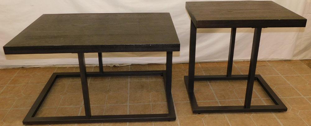2 Modern Metal Base End Tables (1 of 2)