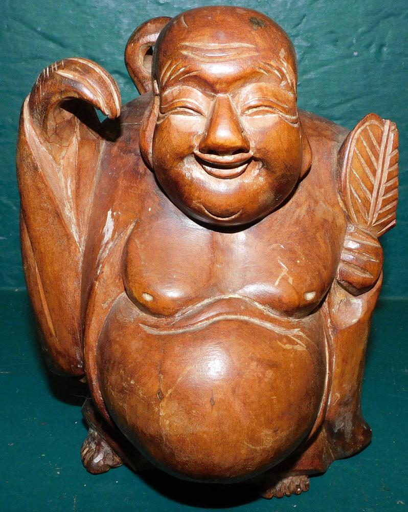 Oriental Wood Carved Buddha (1 of 2)