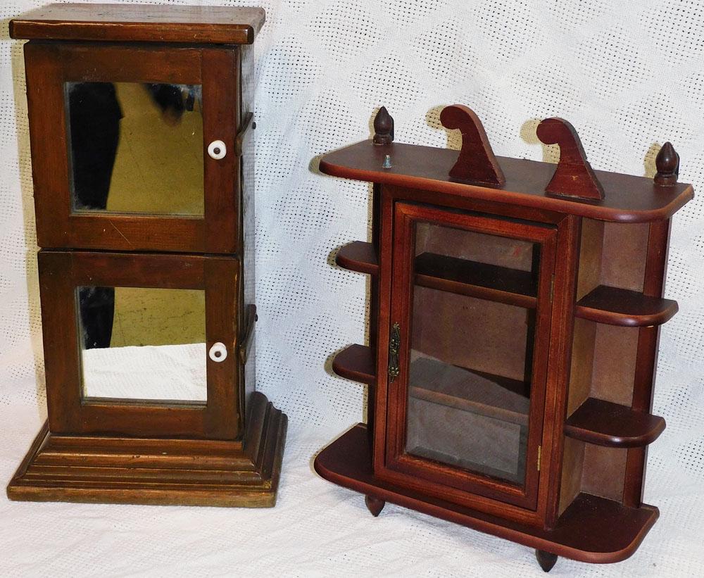 Diminutive Pine Mirrored Door Cabinet & Hanging Shelf (1 of 2)