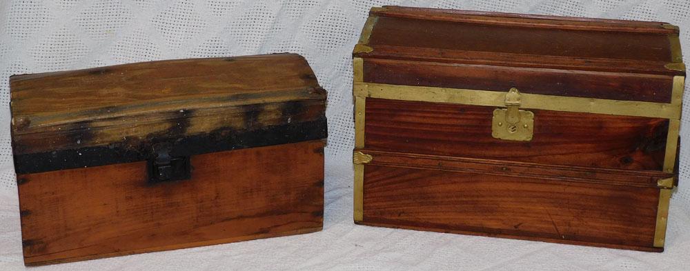 Two Antique Diminutive Trunks with Trays (1 of 6)