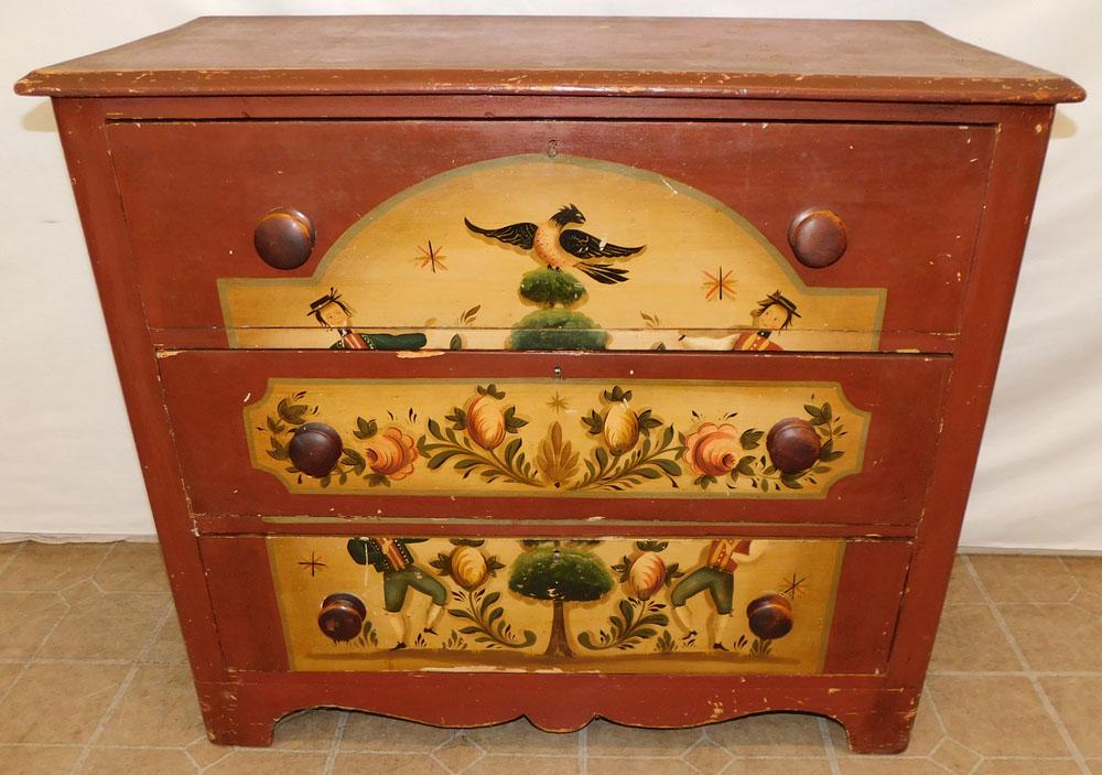 Antique Painted Three Drawer Chest (1 of 7)