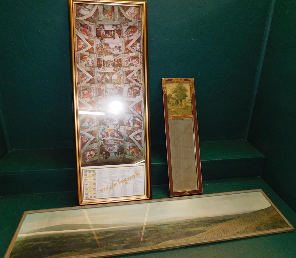 Small Trumeau Mirror & Two Framed Prints (1 of 10)