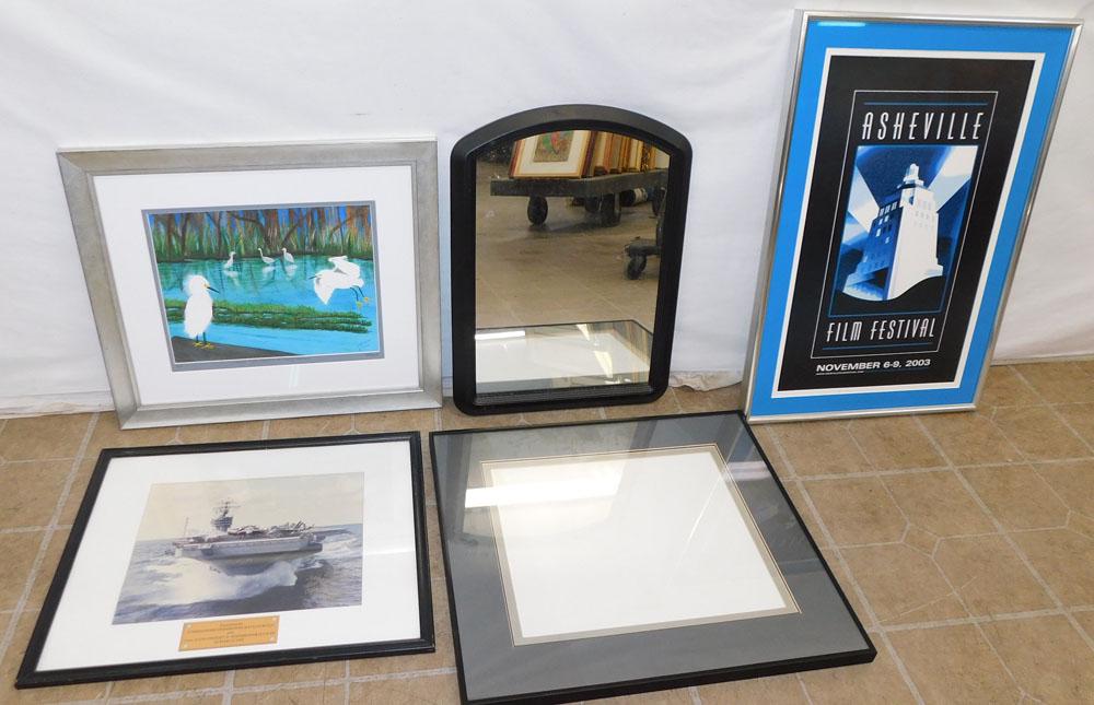 Lot Framed Photos, Prints, & Mirror (1 of 8)
