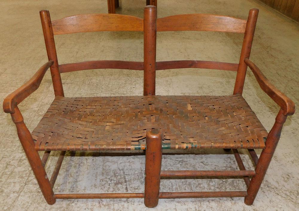 Antique Ladder Back Wagon Bench (1 of 2)