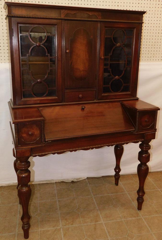Antique Walnut Desk with Bookcase Top (1 of 5)