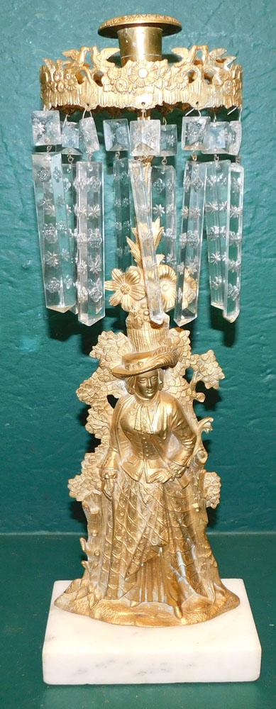 Antique Brass Marble Base Girandole (1 of 2)