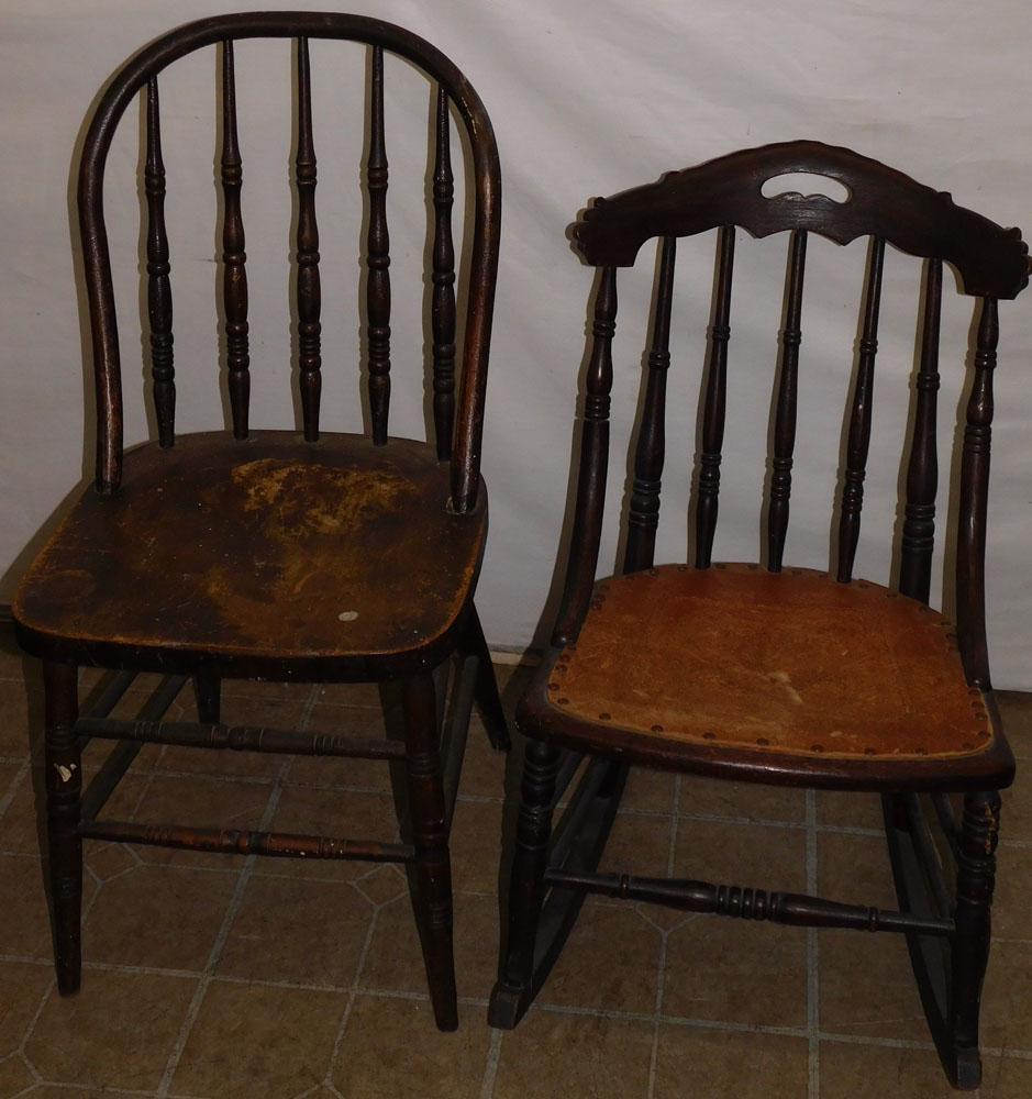 Antique Walnut Spindle Back Rocker & Side Chair (1 of 2)