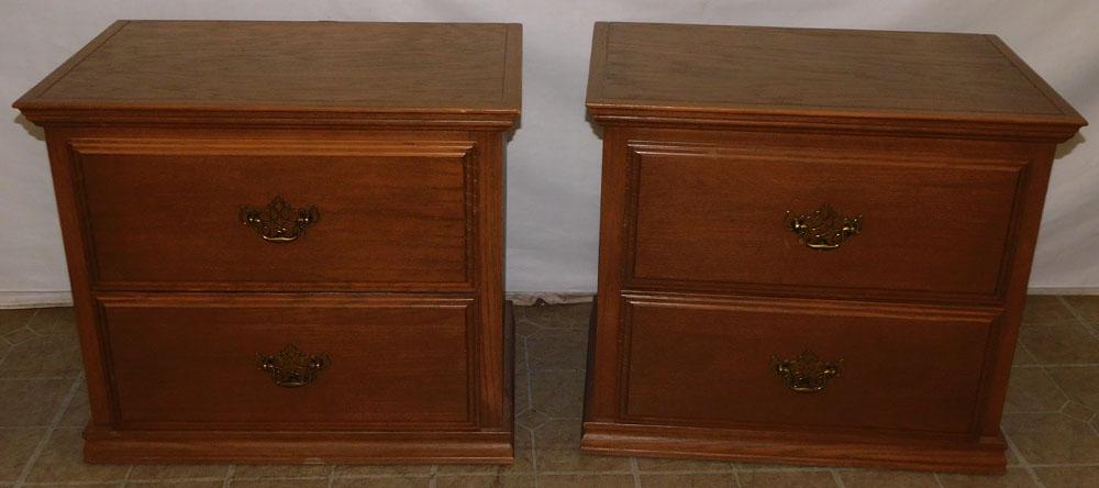 Pair Chestnut Two Drawer Night Stands (1 of 3)