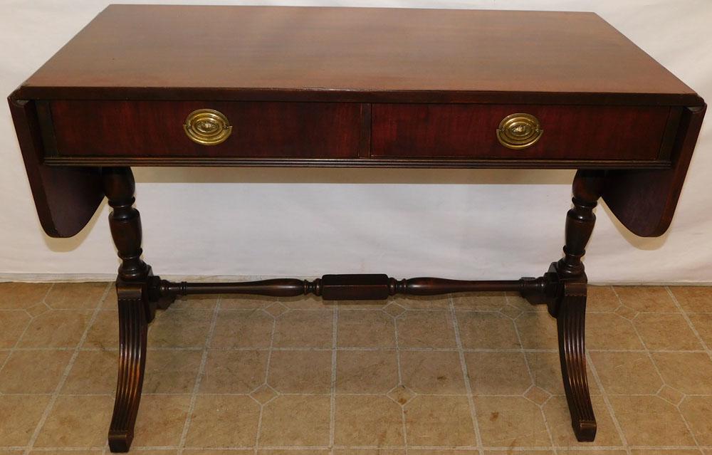 Mahogany Regency Style 2 Drawer Drop Leaf Writing Table (1 of 6)