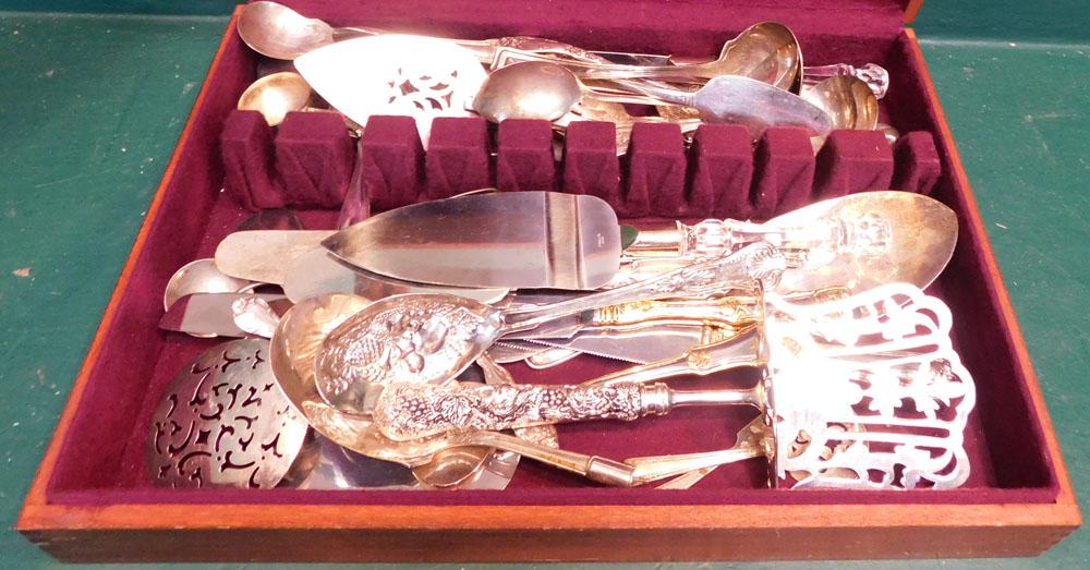 Mahogany Flatware Box W/ Contents (1 of 3)