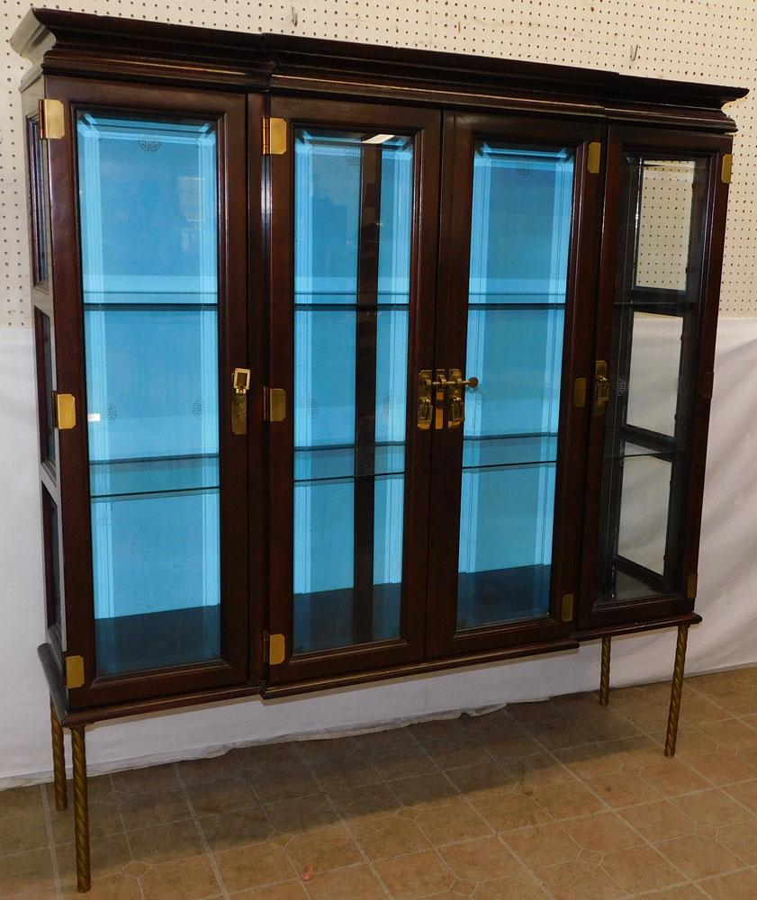 Mahogany & Brass Oriental Cabinet with Glass Doors (1 of 7)