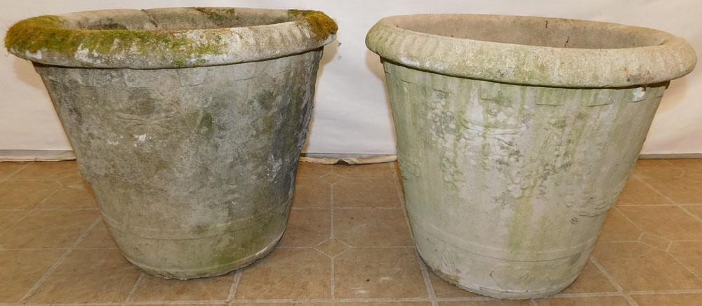 Pair Antique Concrete Planters (1 of 4)