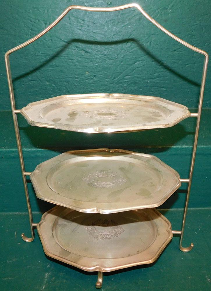Three Tier Silver Plate Table Top Stand (1 of 2)