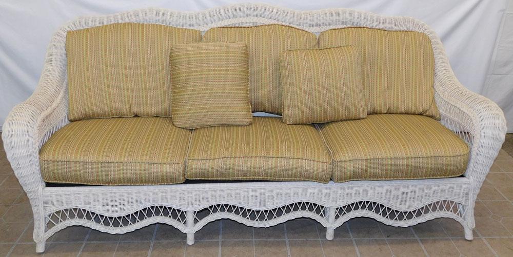 Wicker Sofa: Wicker Sofa. 83" W 34" D 37 1/2" H ALL DESCRIPTIONS AND ANY CONDITION STATEMENT GIVEN BY LANGSTON AUCTION GALLERY ARE STRICTLY OPINIONS AND LANGSTON'S SHALL HAVE NO RESPONSIBILITY FOR ERRORS OR OMISSI