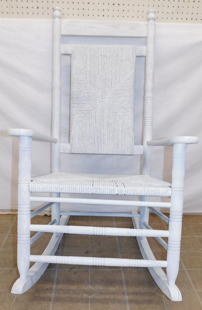 Painted Rocker: Painted Rocker. 45 3/4" H ALL DESCRIPTIONS AND ANY CONDITION STATEMENT GIVEN BY LANGSTON AUCTION GALLERY ARE STRICTLY OPINIONS AND LANGSTON'S SHALL HAVE NO RESPONSIBILITY FOR ERRORS OR OMISSIONS. THE 