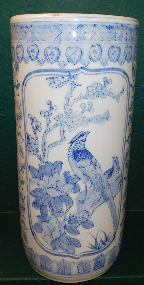 Blue & White Oriental Porcelain Umbrella Stand (1 of 5)