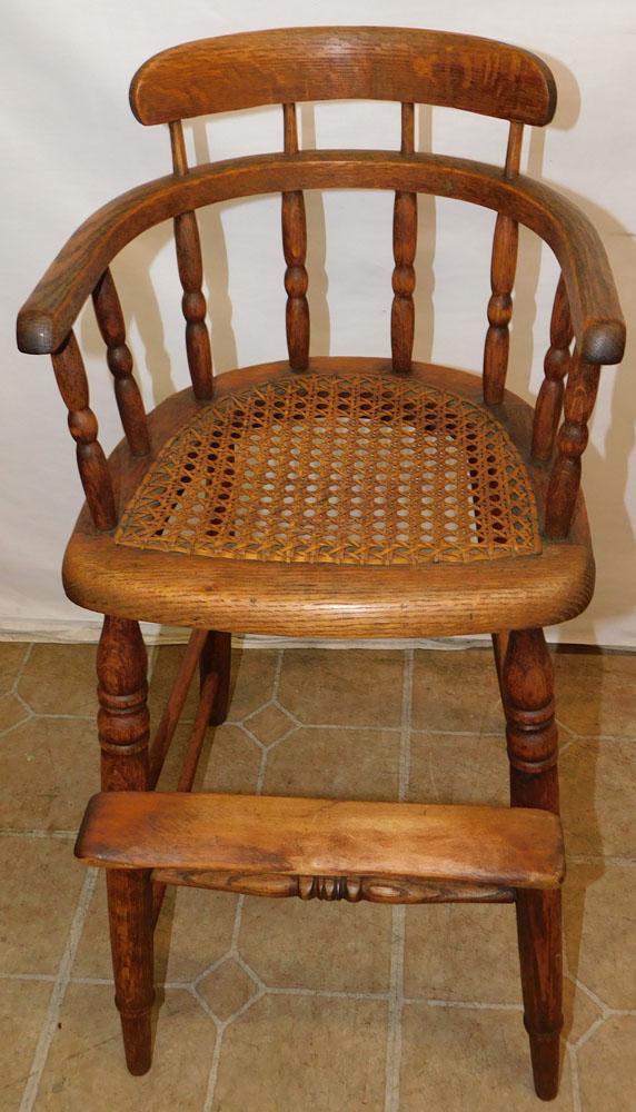 Antique Oak Cane Seat High Chair (1 of 2)