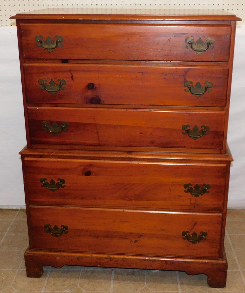 Antique Pine 5 Drawer Tall Chest (1 of 7)