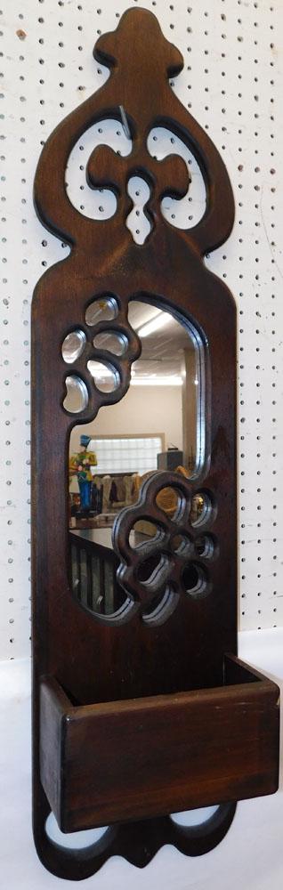 Pine Hanging Mirror Wall Pocket: Pine Hanging Mirror Wall Pocket . 11 1/4" x 44" ALL DESCRIPTIONS AND ANY CONDITION STATEMENT GIVEN BY LANGSTON AUCTION GALLERY ARE STRICTLY OPINIONS AND LANGSTON'S SHALL HAVE NO RESPONSIBILITY FOR ERR