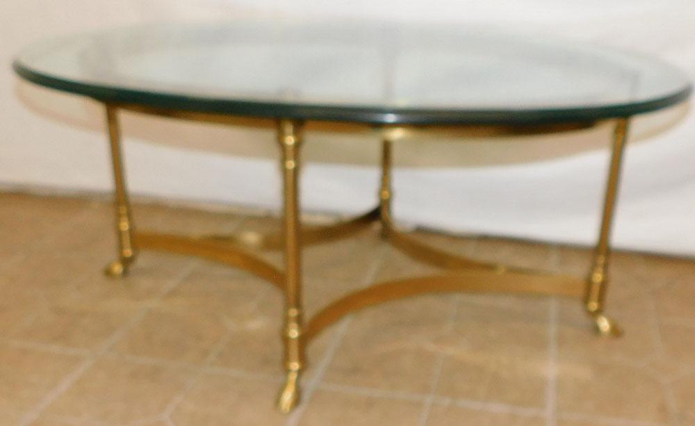 Brass & Glass Top Hoof Foot Tea Table (1 of 3)