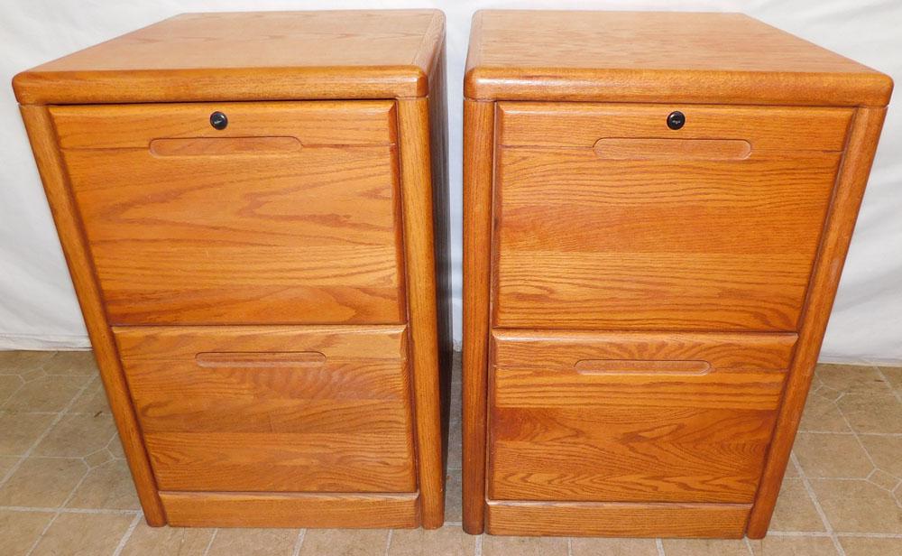 Pair of 2 Drawer Oak Filing Cabinets (1 of 6)