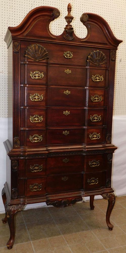 Mahogany Blockfront 2 Piece Highboy (1 of 5)