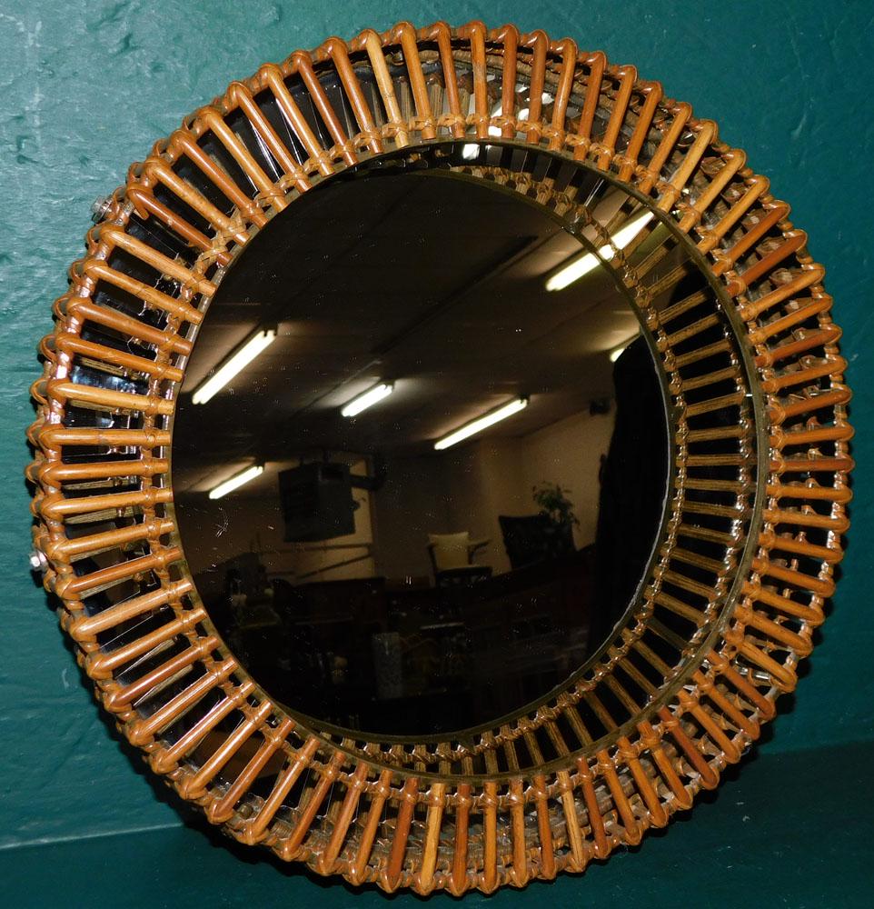 Metal & Ratan Round Decorative Mirror (1 of 2)
