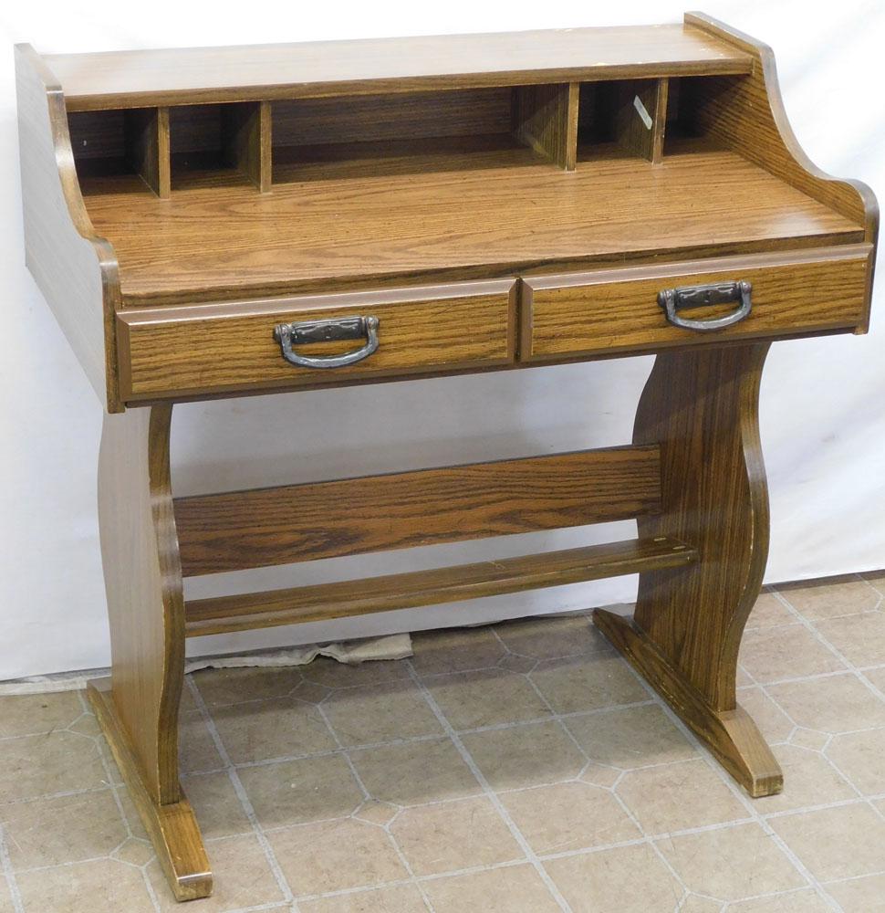 Ladies 2 Drawer Writing Desk: Ladies 2 Drawer Writing Desk . 36" W 21" D 36" H ALL DESCRIPTIONS AND ANY CONDITION STATEMENT GIVEN BY LANGSTON AUCTION GALLERY ARE STRICTLY OPINIONS AND LANGSTON'S SHALL HAVE NO RESPONSIBILITY FOR ER