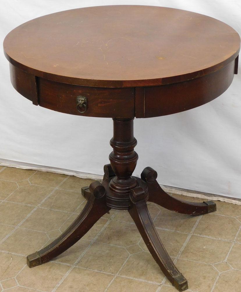 Mahogany 1 Drawer Drum Table (1 of 4)