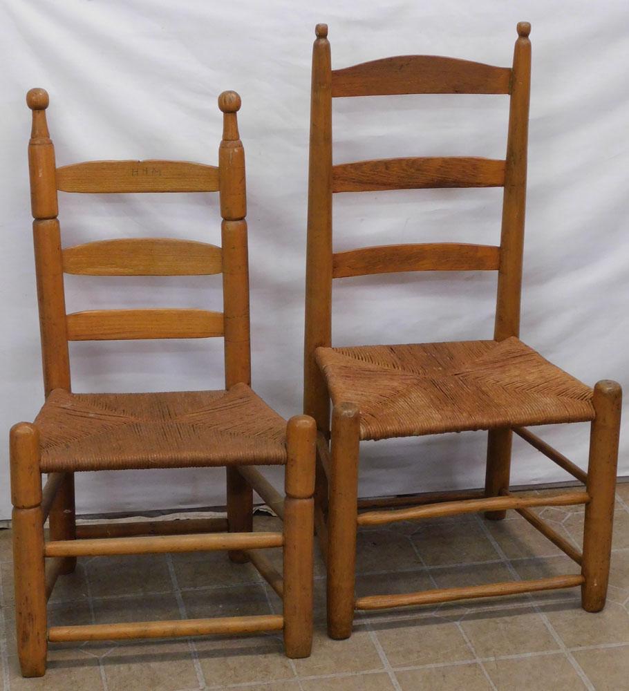 2 Antique Southern VA Ladder Back Chairs (1 of 1)