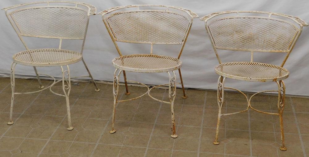3 Antique Curved Back Wrought Iron Outdoor Chairs (1 of 3)