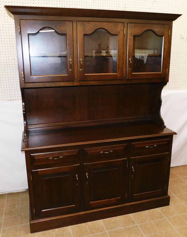 Cherry 2 Piece Hutch with Glass Door Top (1 of 8)