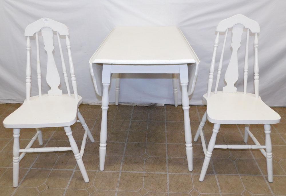 3 Piece Painted Dining Set: 3 Piece Painted Dining Set. 35 3/4" W 22 1/4" D 30" H ALL DESCRIPTIONS AND ANY CONDITION STATEMENT GIVEN BY LANGSTON AUCTION GALLERY ARE STRICTLY OPINIONS AND LANGSTON'S SHALL HAVE NO RESPONSIBILITY F