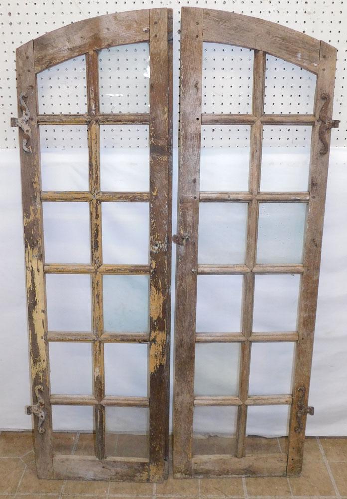 2 Antique Oak Cabinet Doors with Wrought Iron Hinges (1 of 3)