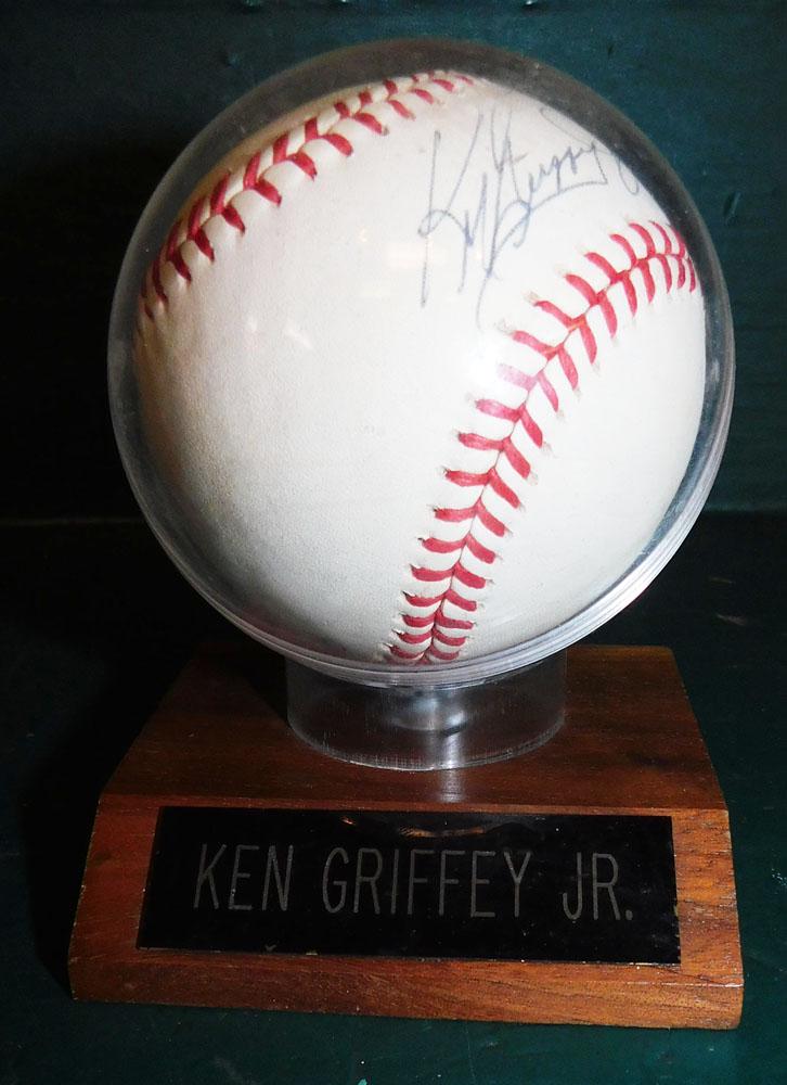 Autographed Ken Griffey Jr. Rawling Baseball: Autographed Ken Griffey Jr. Rawling Baseball. ALL DESCRIPTIONS AND ANY CONDITION STATEMENT GIVEN BY LANGSTON AUCTION GALLERY ARE STRICTLY OPINIONS AND LANGSTON'S SHALL HAVE NO RESPONSIBILITY FOR ERROR
