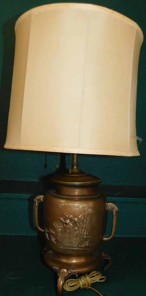Oriental Bronze Urn Made Into Lamp (1 of 7)