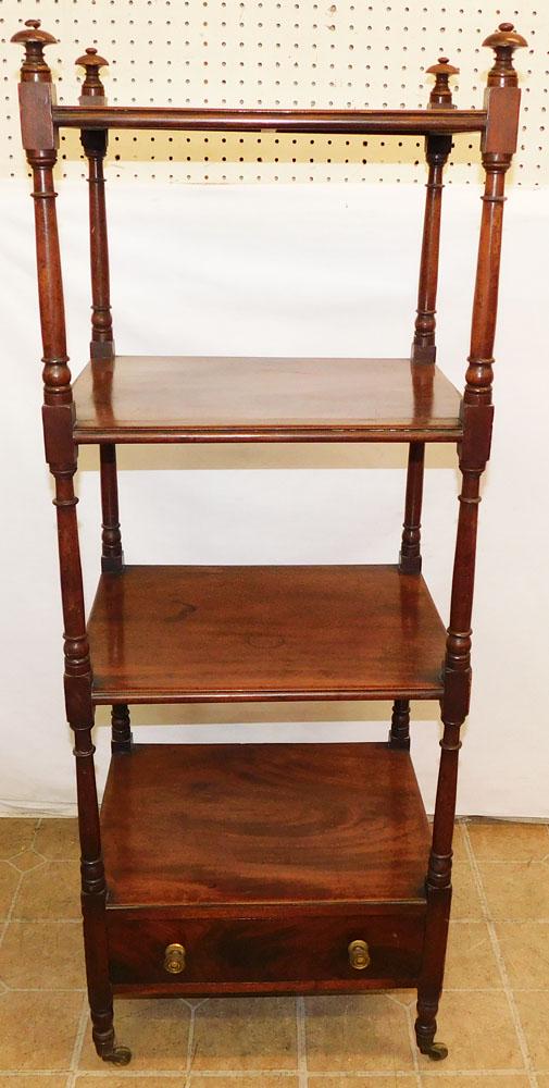 19th C Mahogany 4 Tier Dumbwaiter with Drawer (1 of 4)