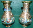 Pair Small Antique Champleve Vases