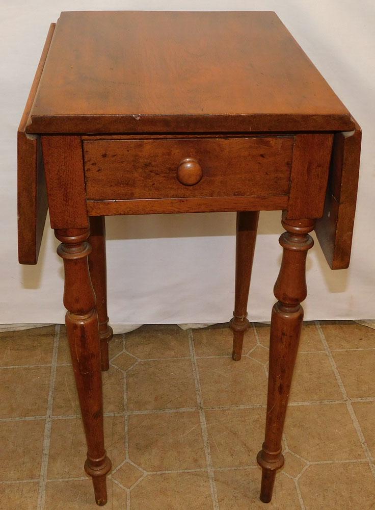 19th C Walnut 1 Drawer Sheraton Drop-Leaf Stand (1 of 5)