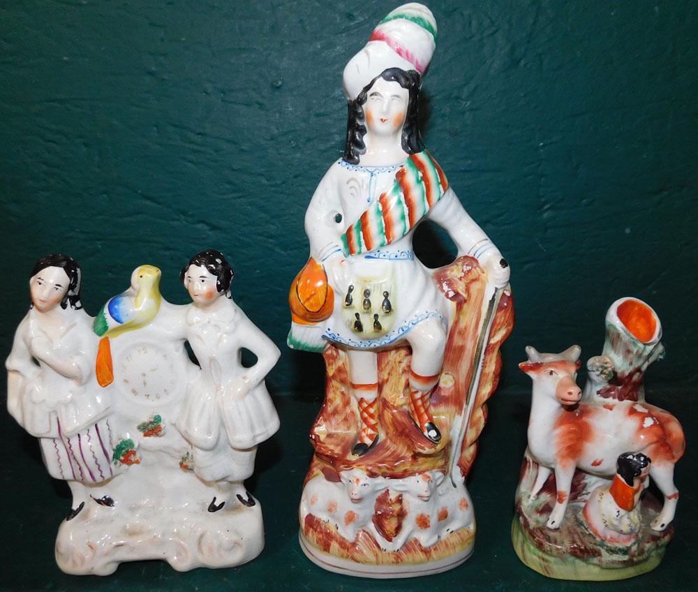 3 Piece Staffordshire Lot, (Including Spill Vase) (1 of 6)