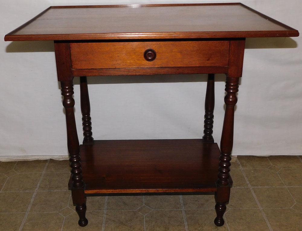 Colonial Revival Circa 1890  Walnut 1 Drawer Table (1 of 4)