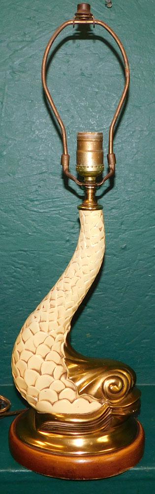 Painted Brass Dolphin Figural Lamp (1 of 3)