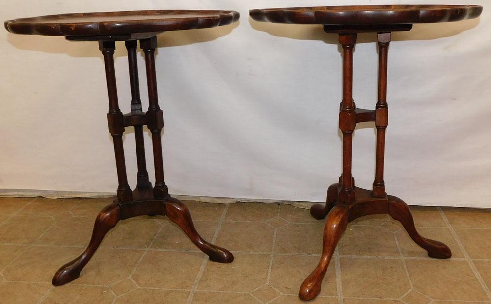 Pair of Walnut Pie Crust Top Stands: Pair of Walnut Pie Crust Top Stands . 18 1/2" Dia 22 1/4" H