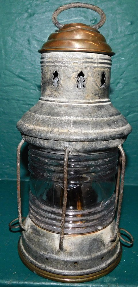 Antique Brass & Galvanized Ships Lantern (1 of 3)