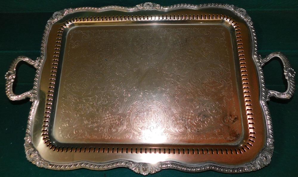 Large Silver on Copper Serving Tray (1 of 8)