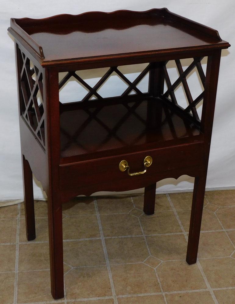 Mahogany Open Work 1 Drawer Stand  by Wellington Hall (1 of 4)