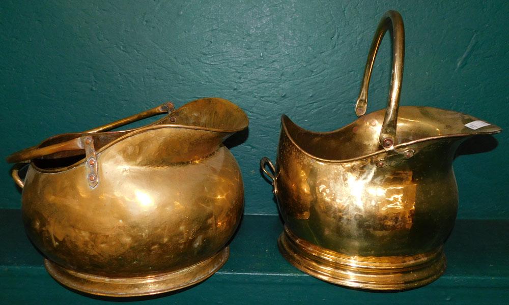 2 Antique Brass Coal Buckets (1 of 4)